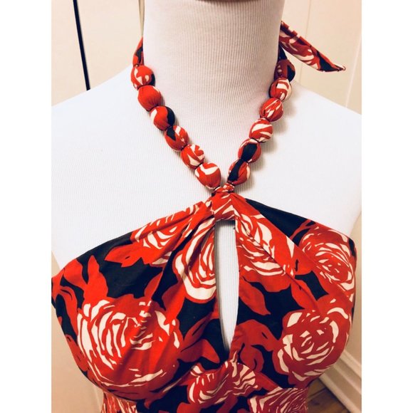 Signature by Robbie Bee Vintage Summer Roses Halter Keyhole Dress - Picture 2 of 5